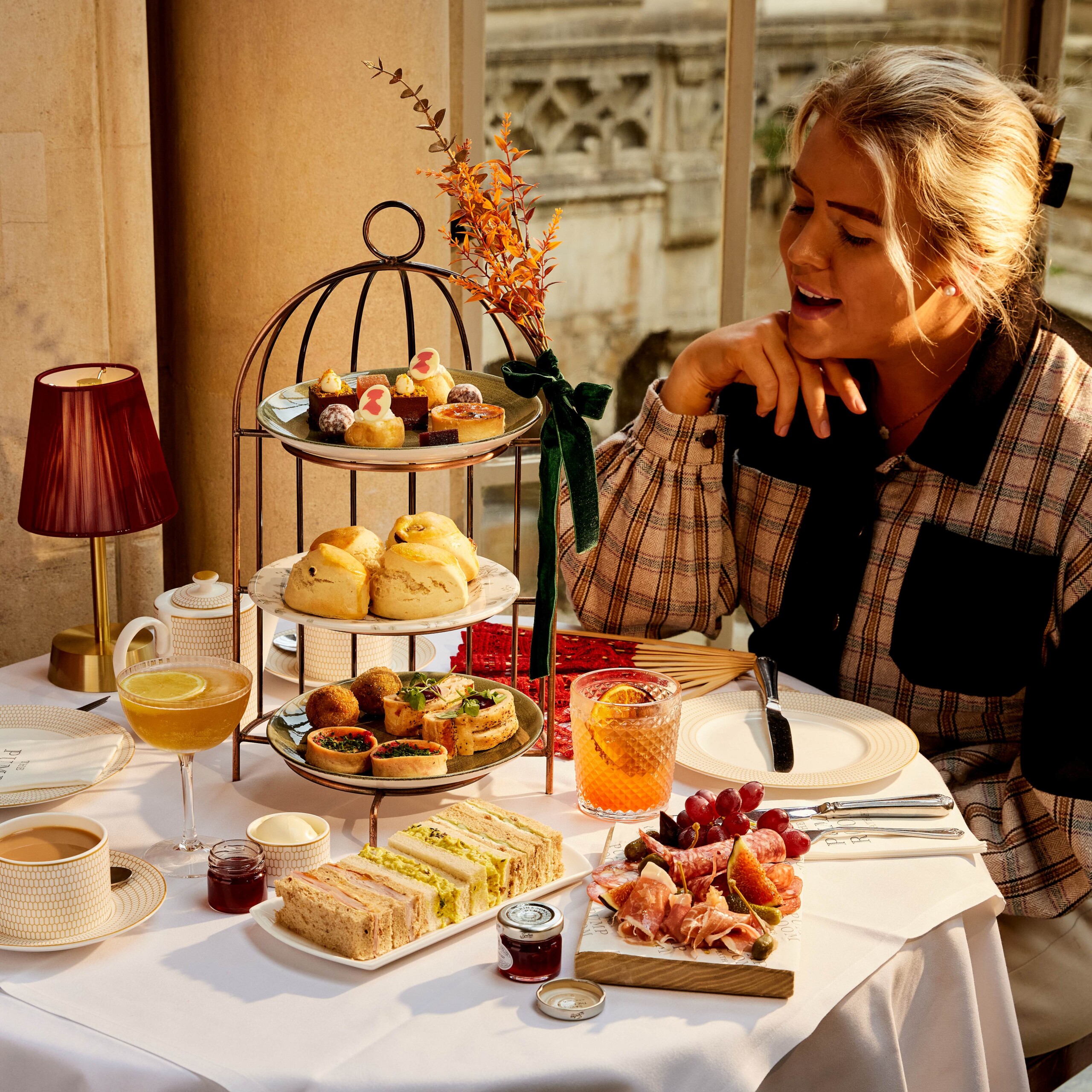 Friends enjoy the Pride and Prejudice Afternoon Tea in the Pump Room