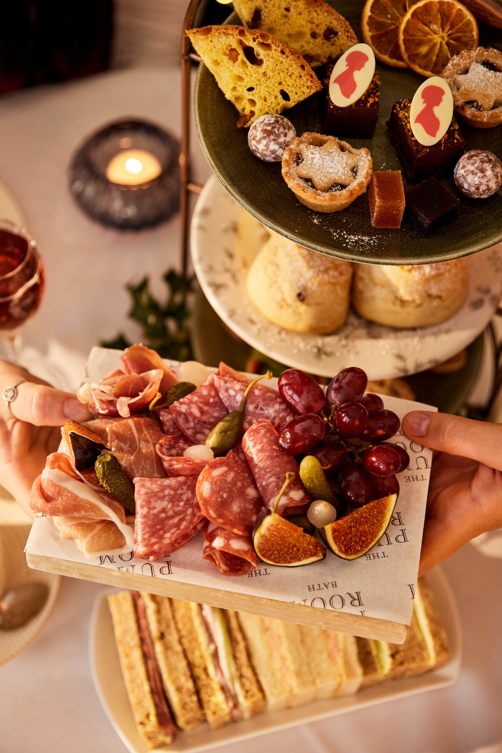 Charcuterie board and afternoon tea is served in the Pump Room